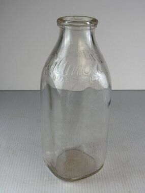 Vintage Shoulder Script Embossed Biltmore Dairy Farms Quart Clear Glass Bottle